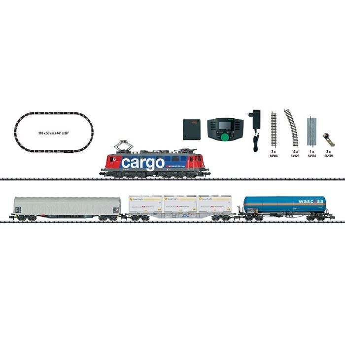MINITRIX 11149 start set DIGITALE treno merci con locomotiva Oceanogate scala 