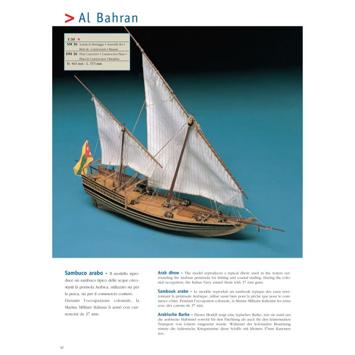 COREL SM36 BARCA Modello Al BAHRAN imbarcazione Nave sambuco arabo 1:50 